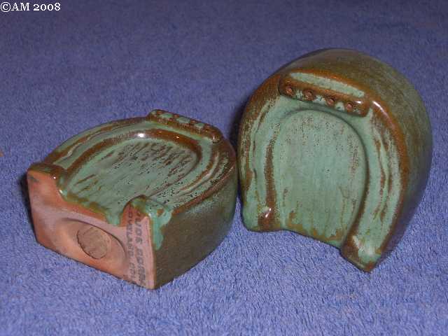 Frankoma Horseshoe shakers glazed prairie green